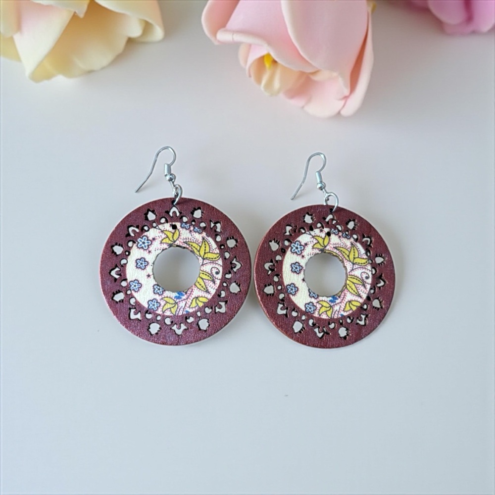 Fashion Jewelry Purple and Yellow Artistic Earrings